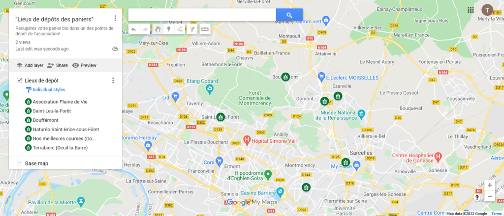 Screenshot 2022-02-16 at 15-18-06 Lieux de dépôts des paniers - Google My Maps